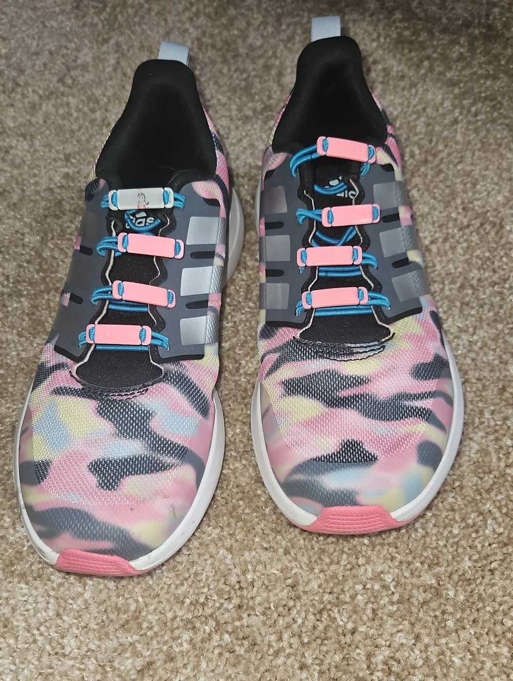 Adidas Pink Camo Running Sneakers Girls Sz. 3.5